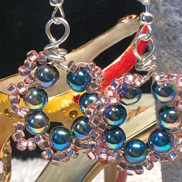 🤩🌈beautiful hoop earrings blue/pink silver/rhinestone-shiny Swarovski - Picture 8 of 9